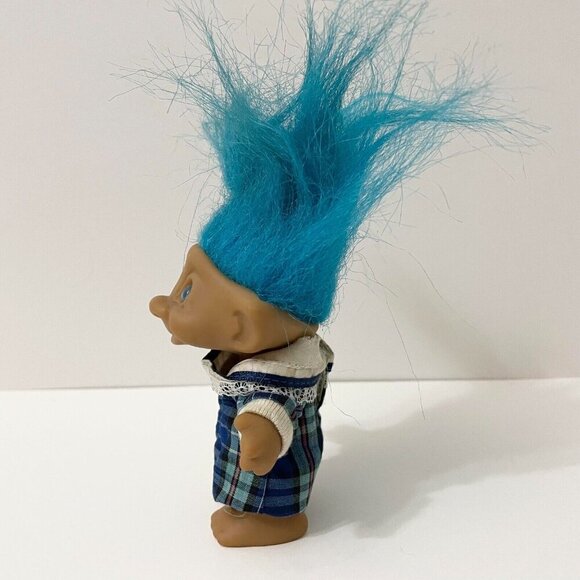 Vintage ACE Novelty Treasure Troll Blue Hair Diamond Wishstone Belly Gem 4 Inch - Picture 4 of 16